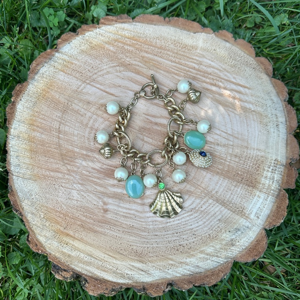 Gold and Green Charm Bracelet